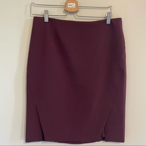 White House Black Market double vent burgundy stretch pencil skirt